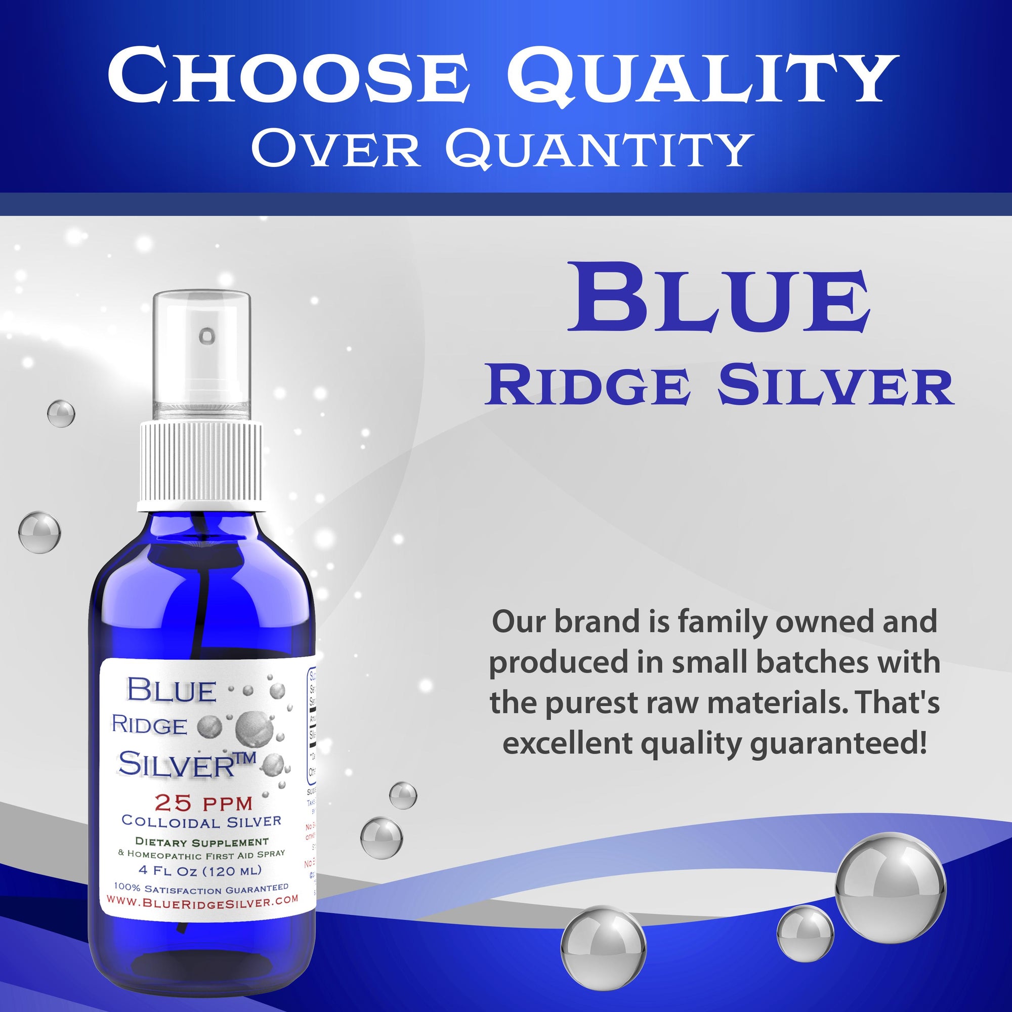25 ppm Colloidal Silver - 4 oz Horizontal Spray