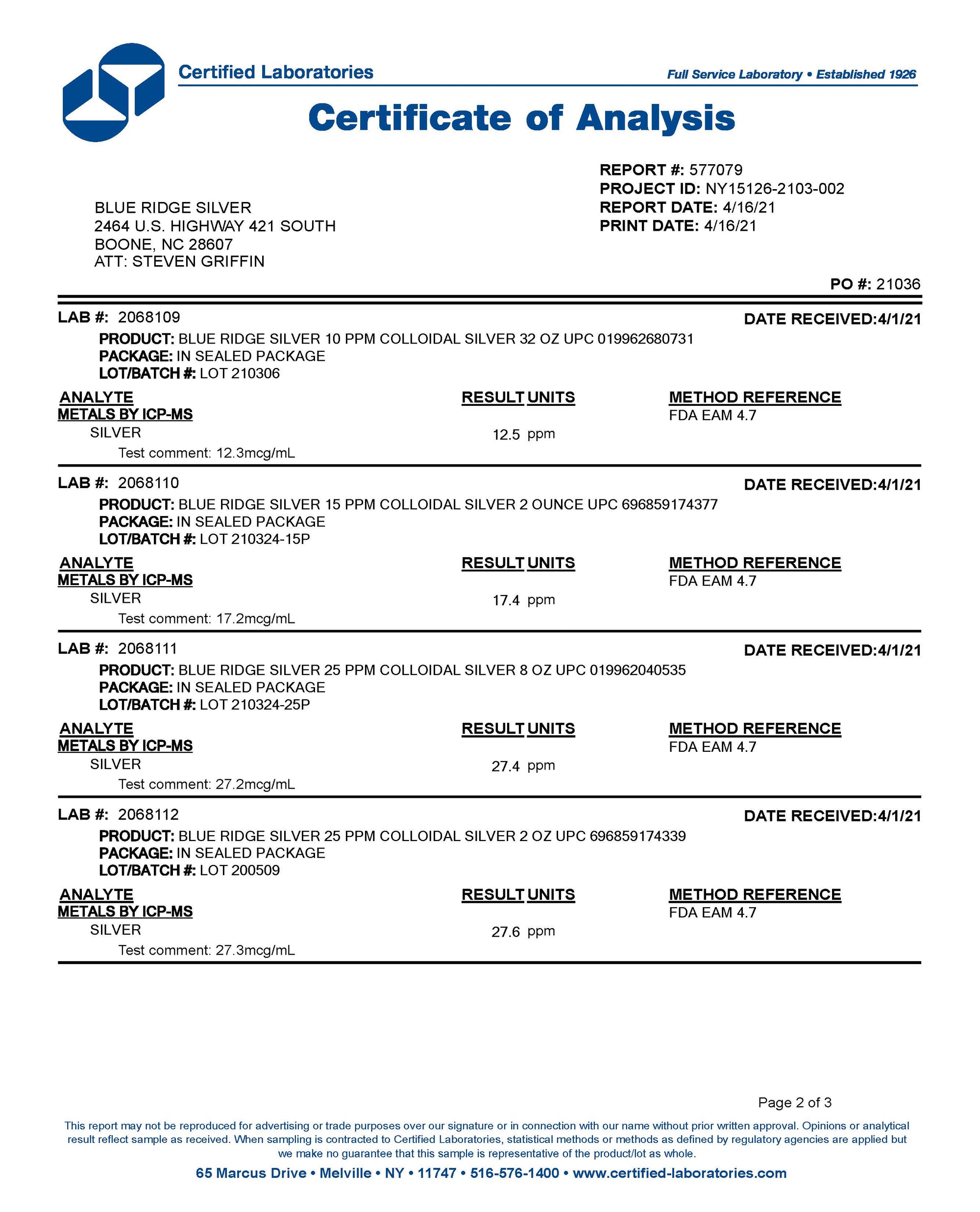 15 ppm Colloidal Silver - 2 oz Vertical Spray
