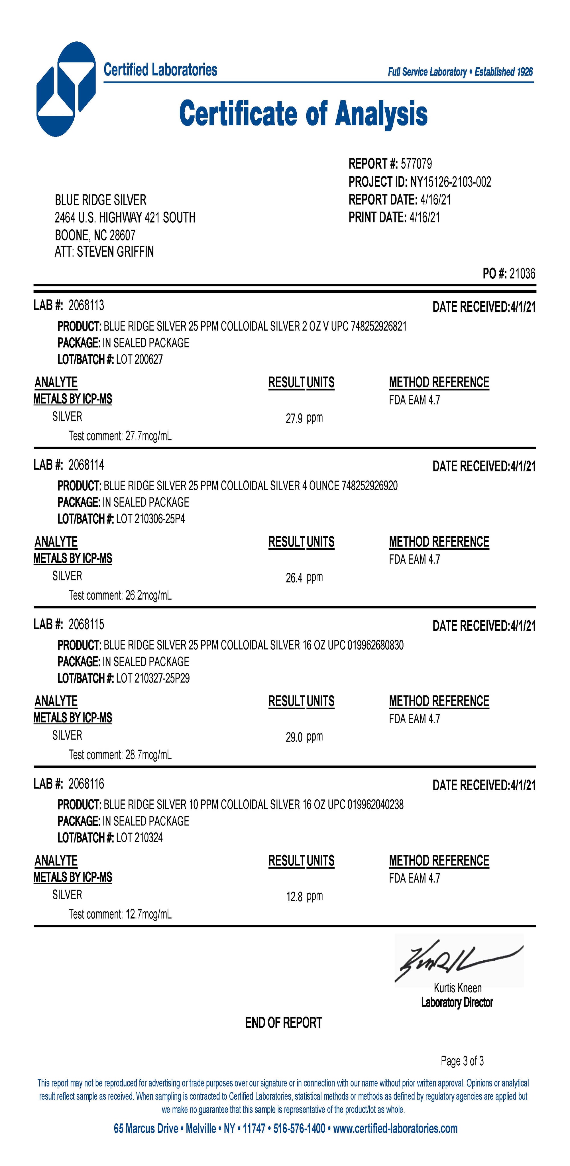 Blue Ridge Silver 25 ppm Colloidal Silver - 16 oz