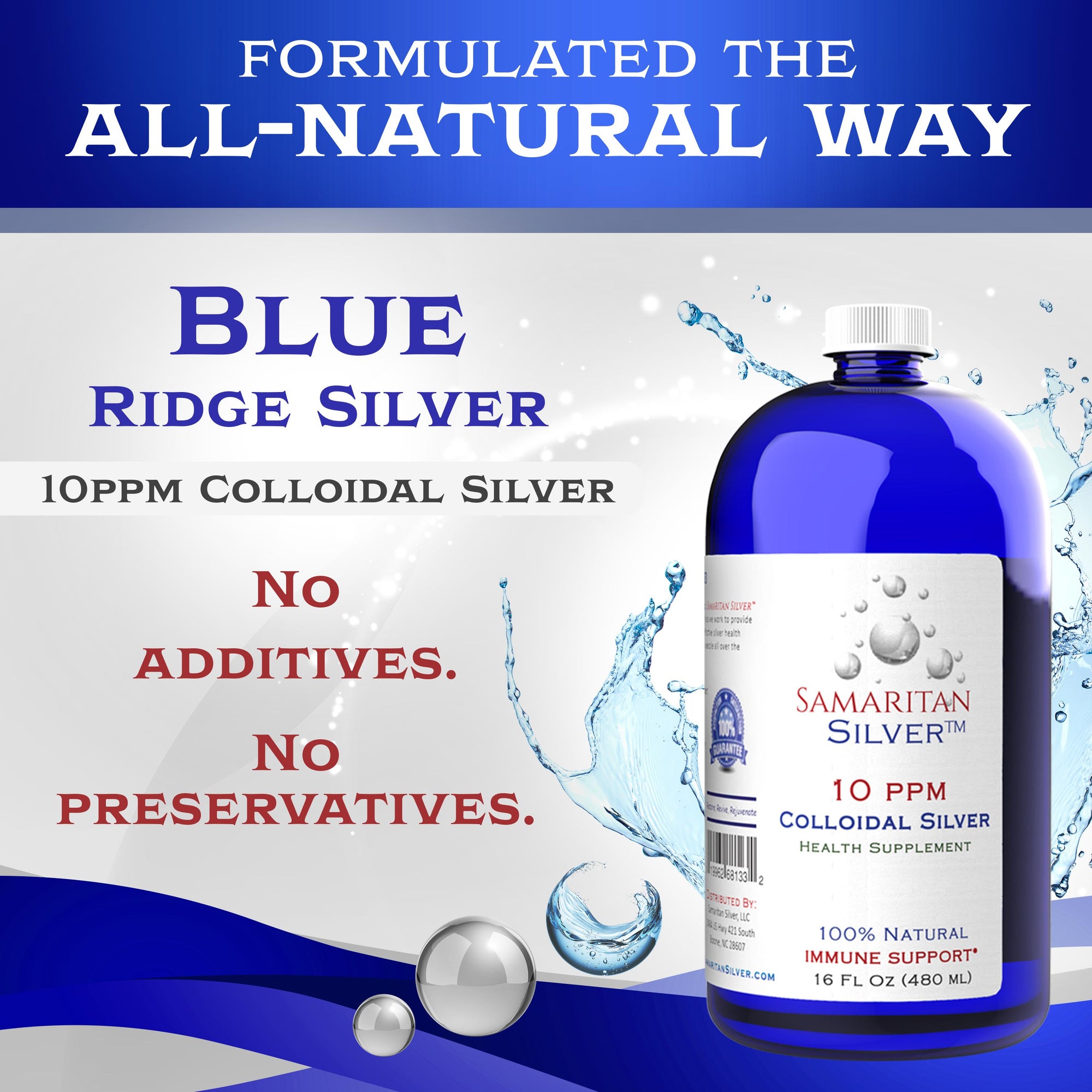10 ppm Colloidal Silver - 32 oz - Blue Ridge Silver