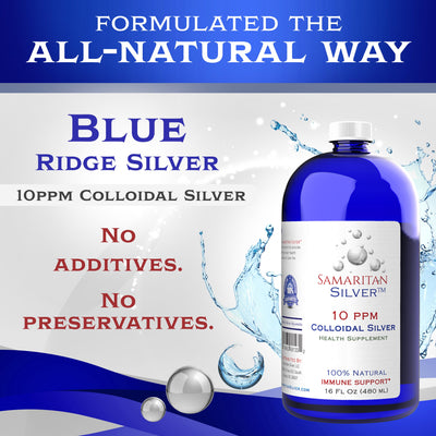 Samaritan Silver 10 ppm, 16 oz, Colloidal Silver Natural Health Supplement