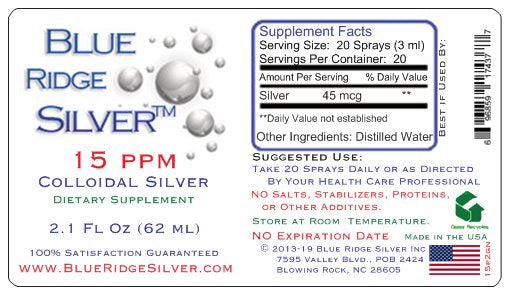 15 ppm Colloidal Silver - 2 oz Vertical Spray