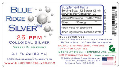 25 ppm Colloidal Silver - 2 oz Vertical Spray