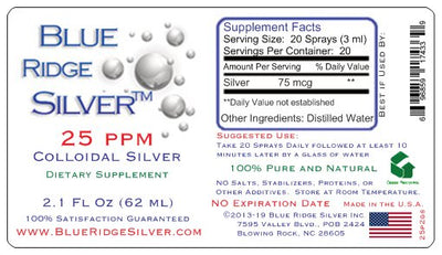 25 ppm Colloidal Silver - 2 oz Horizontal Spray